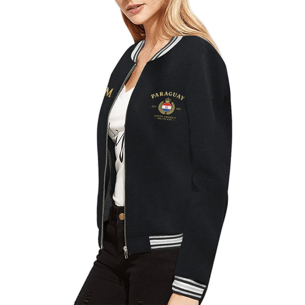 Chaqueta bomber para mujer con diseño de Paraguay