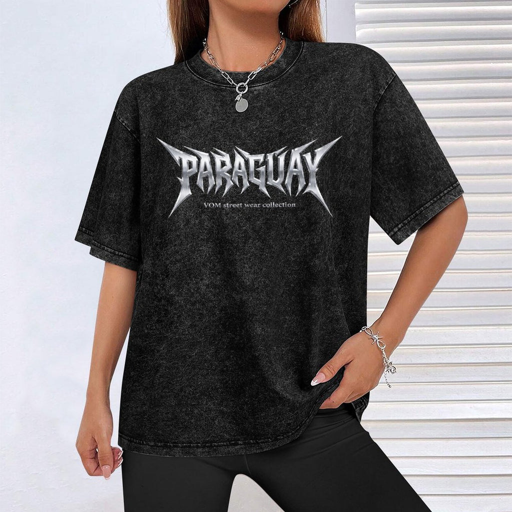Camiseta con diseño frontal de Paraguay y efecto desgastado