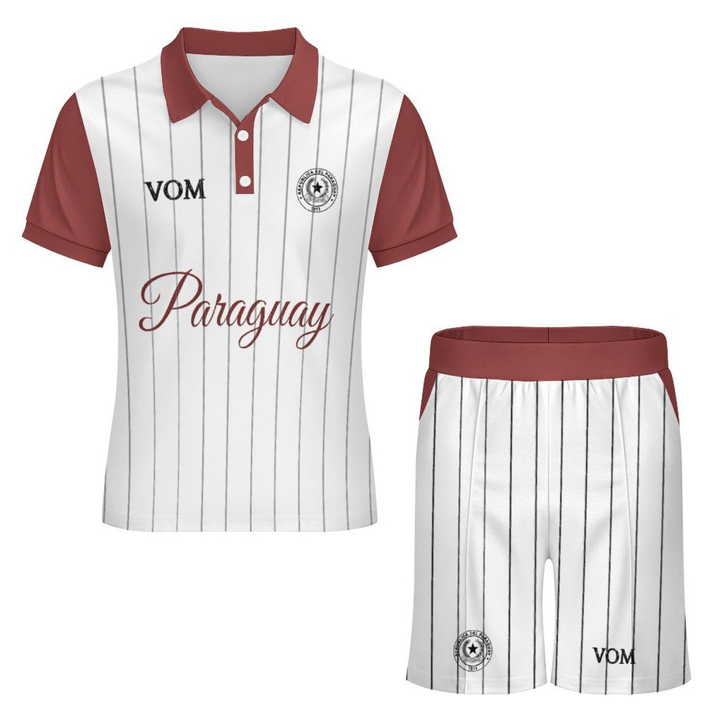 Conjunto polo y pantalón corto hombre con diseño de Paraguay