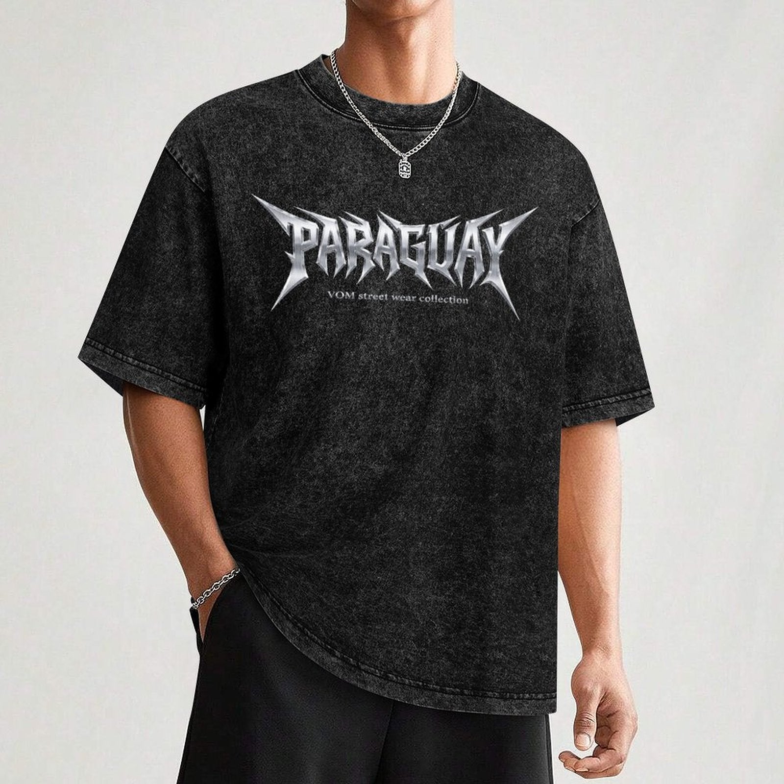 Camiseta con diseño frontal de Paraguay y efecto desgastado