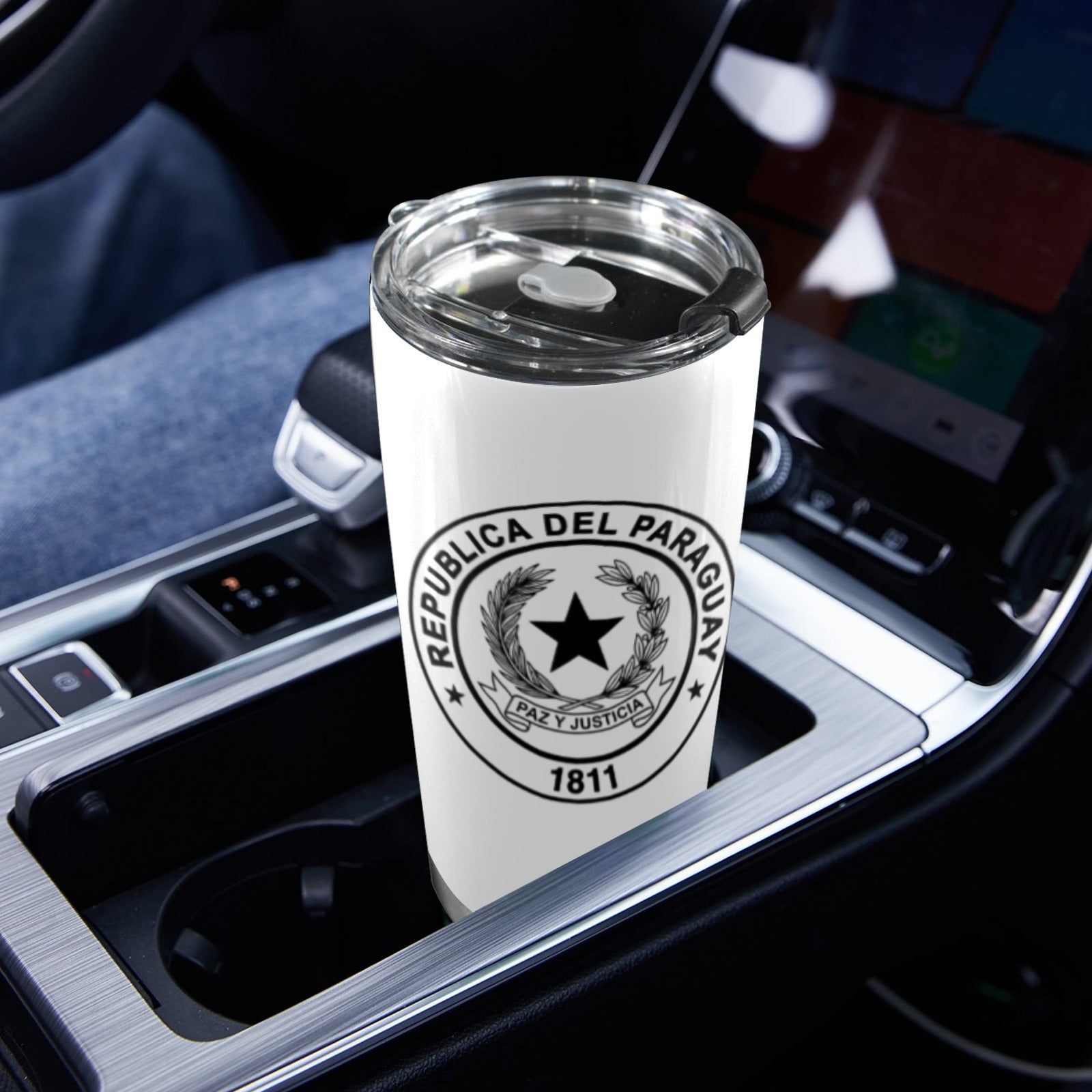 Vaso térmico con escudo de Paraguay