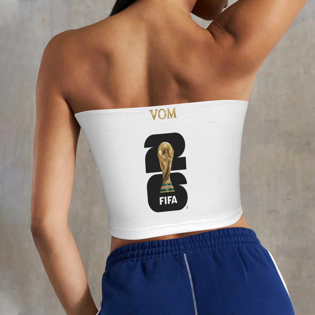 Tops cortos básicos sin tirantes con diseño albirroja