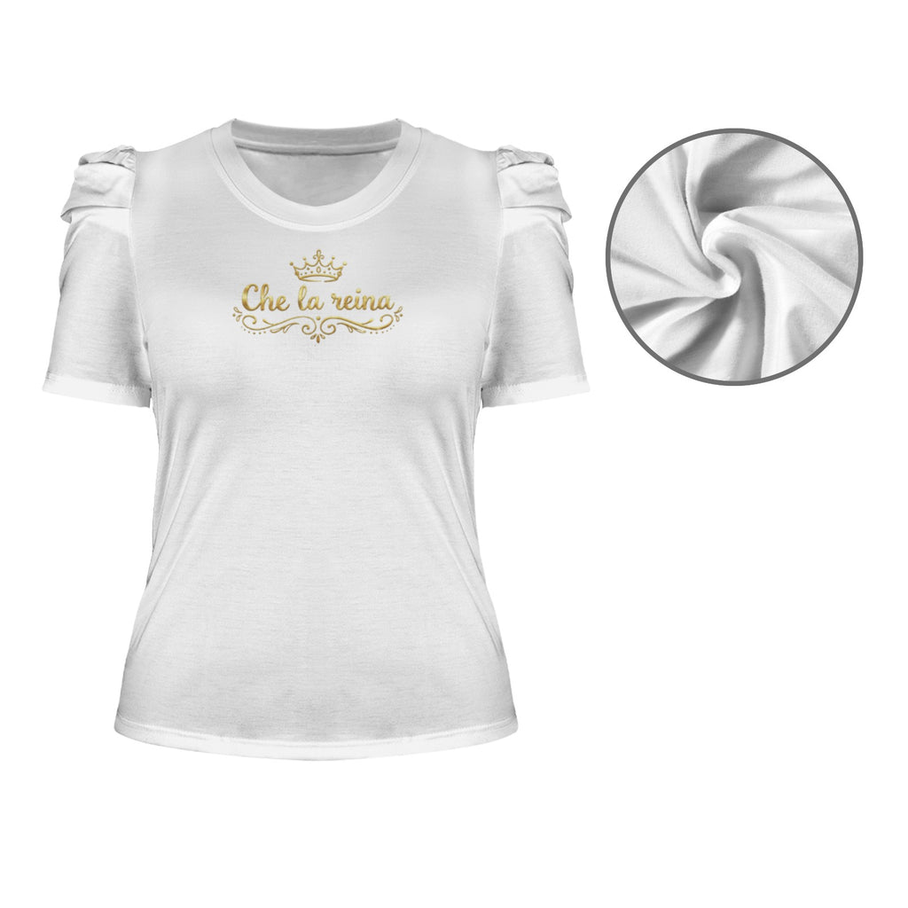 Camisa de cuello redondo y mangas abullonadas y diseño de che la reina