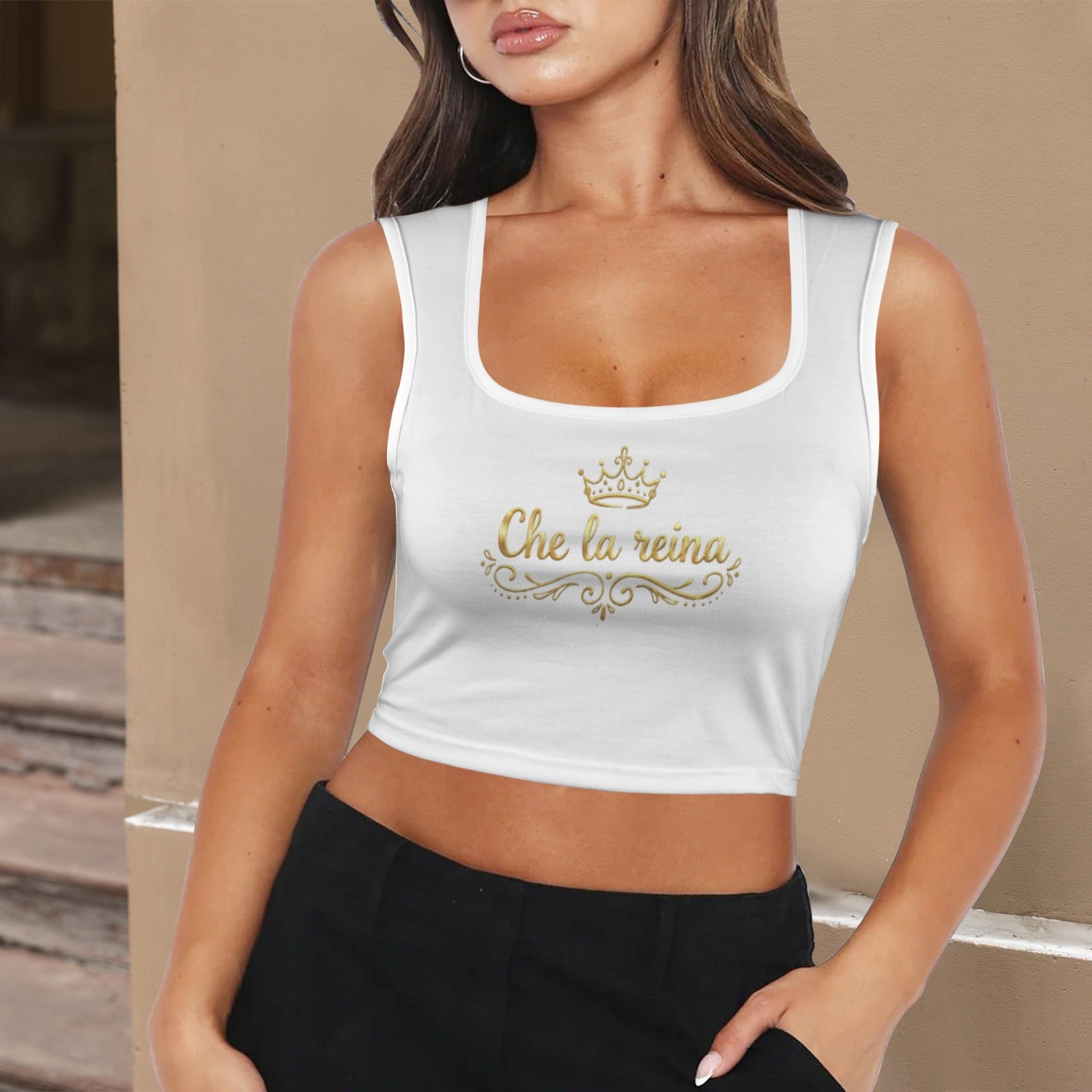 Camiseta sin mangas con cuello cuadrado